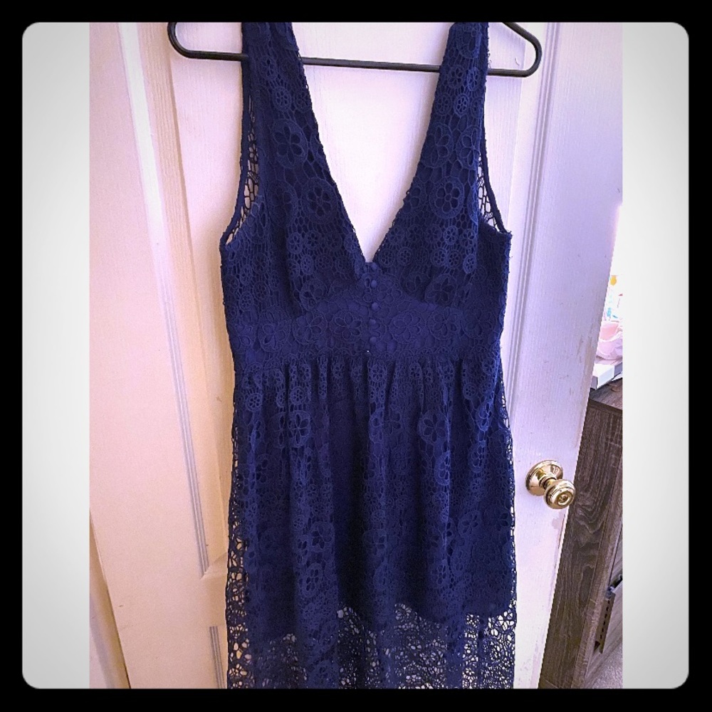 LULUs navy blue crochet dress